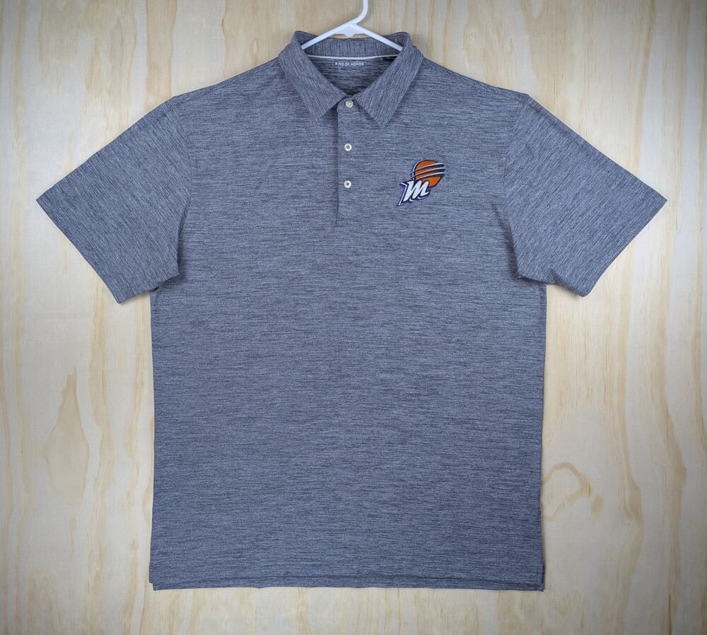 Phoenix Mercury Men's XL Ring of Honor Polo Shirt Grey Retro Logo WNBA Stretch